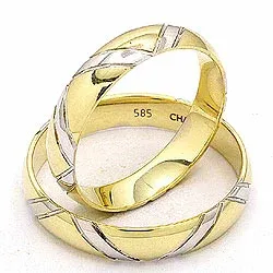 Trauringe aus 14 Karat Gold- und Weißgold - set