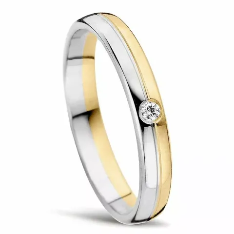 Eng zweifarbig Trauring aus 14 Karat Gold- und Weißgold 1 x 0,025 ct