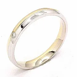 Eng zweifarbig Trauring aus 14 Karat Gold- und Weißgold 1 x 0,025 ct