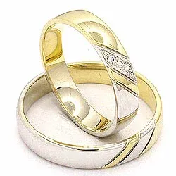 zweifarbig trauringe aus 14 Karat Gold- und Weißgold 3 x 0,008 ct - set