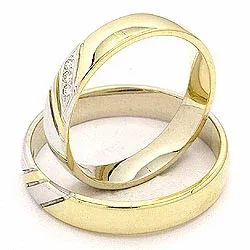 zweifarbig trauringe aus 14 Karat Gold- und Weißgold 3 x 0,008 ct - set