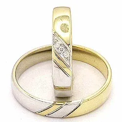 zweifarbig trauringe aus 14 Karat Gold- und Weißgold 3 x 0,008 ct - set