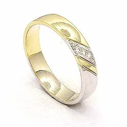 Trauring aus 14 Karat Gold- und Weißgold 3 x 0,008 ct