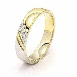 Trauring aus 14 Karat Gold- und Weißgold 3 x 0,008 ct