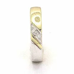 Trauring aus 14 Karat Gold- und Weißgold 3 x 0,008 ct