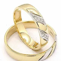 zweifarbig trauringe aus 14 Karat Gold- und Weißgold 6 x 0,008 ct - set