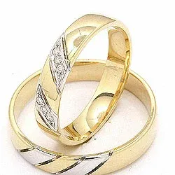 zweifarbig trauringe aus 14 Karat Gold- und Weißgold 6 x 0,008 ct - set