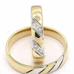 zweifarbig trauringe aus 14 Karat Gold- und Weißgold 6 x 0,008 ct - set