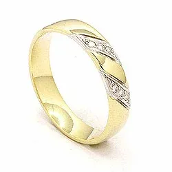 Zweifarbig Brillant Trauring aus 14 Karat Gold- und Weißgold 6 x 0,008 ct