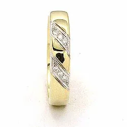 Zweifarbig Brillant Trauring aus 14 Karat Gold- und Weißgold 6 x 0,008 ct