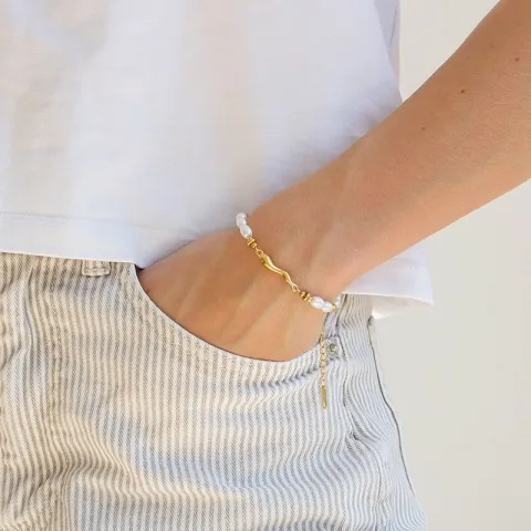 Wasserfest Perle Armband aus vergoldetem Stahl - OCEANA