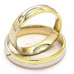Trauringe aus 14 Karat Gold- und Weißgold 0,025 ct - set