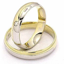 Trauringe aus 14 Karat Gold- und Weißgold 1 x 0,025 ct - set