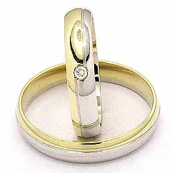 Trauringe aus 14 Karat Gold- und Weißgold 1 x 0,025 ct - set