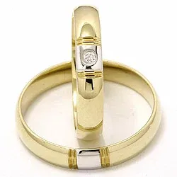 Trauringe aus 14 Karat Gold- und Weißgold 1 x 0,025 ct - set