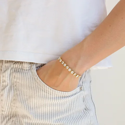 Wasserfest Zirkon Armband aus vergoldetem Stahl - OCEANA