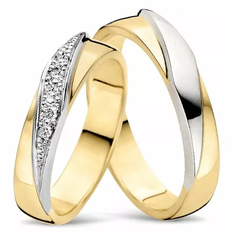 zweifarbig trauringe aus 14 Karat Gold- und Weißgold 0,08 ct - set