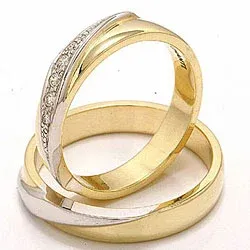 zweifarbig trauringe aus 14 Karat Gold- und Weißgold 0,08 ct - set