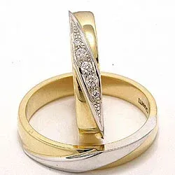 zweifarbig trauringe aus 14 Karat Gold- und Weißgold 0,08 ct - set