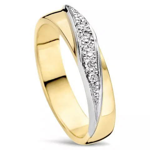 zweifarbig Trauring aus 14 Karat Gold- und Weißgold 0,08 ct