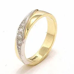 zweifarbig Trauring aus 14 Karat Gold- und Weißgold 0,08 ct