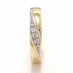 zweifarbig Trauring aus 14 Karat Gold- und Weißgold 0,08 ct