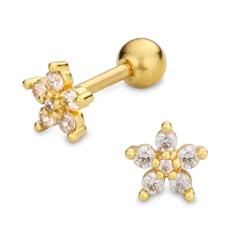 Wasserfester Blumen helix piercing in vergoldetem Stahl - OCEANA