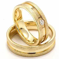 Trauringe aus 14 Karat Gold 0,07 ct - set