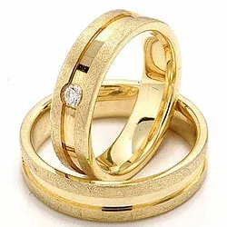 Trauringe aus 14 Karat Gold 0,07 ct - set
