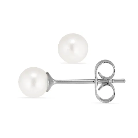 5 mm Wasserfester weißem Perle Ohrstecker in Stahl - OCEANA