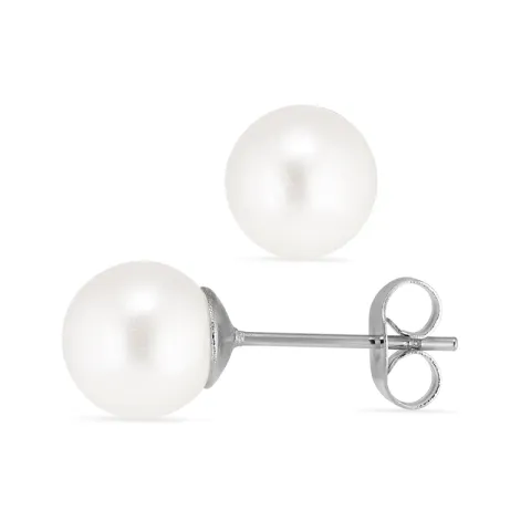 8 mm Wasserfester weißem Perle Ohrstecker in Stahl - OCEANA