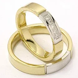 Trauringe aus 14 Karat Gold- und Weißgold 0,015 ct - set