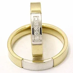 Trauringe aus 14 Karat Gold- und Weißgold 0,015 ct - set