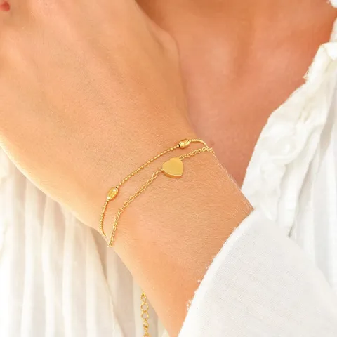 Wasserfest Herz Fußkette aus vergoldetem Edelstahl 19,5 + 5 cm x 7,6mm  - OCEANA