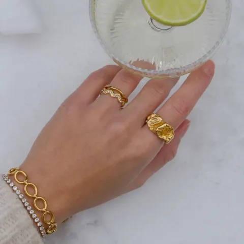 Wasserfest Armband aus vergoldetem Edelstahl 16 + 5 cm x 9,5 mm  - OCEANA