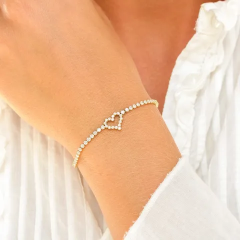 Wasserfest Herz Zirkon Armband aus vergoldetem Edelstahl 17 + 3 cm x 10,0 mm  - OCEANA