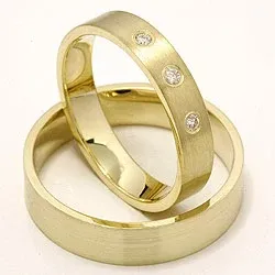 Trauringe aus 14 Karat Gold 0,075 ct - set