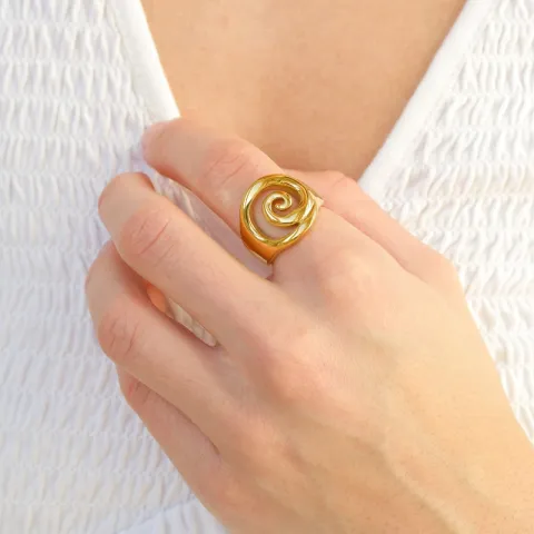 Wasserfest Ring aus vergoldetem Edelstahl - OCEANA