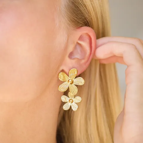 Wasserfester Blumen Ohrringe in vergoldetem Stahl - OCEANA