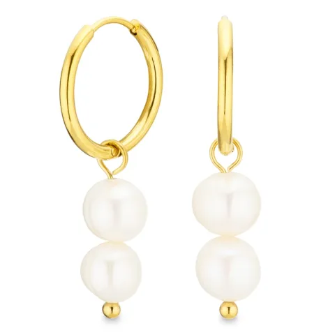 Wasserfester Perle Kreole in vergoldetem Stahl - OCEANA