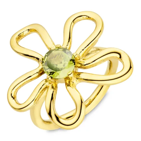 Wasserfest Blumen grünem Ring aus vergoldetem Edelstahl - OCEANA