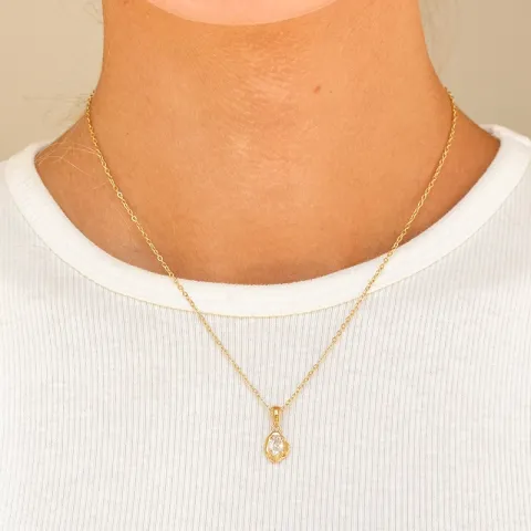 Wasserfest Zirkon Halskette aus vergoldetem Stahl - OCEANA