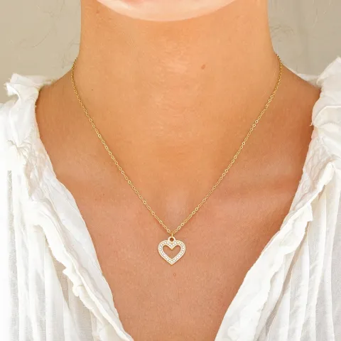 Wasserfest Herz Halskette aus vergoldetem Stahl - OCEANA