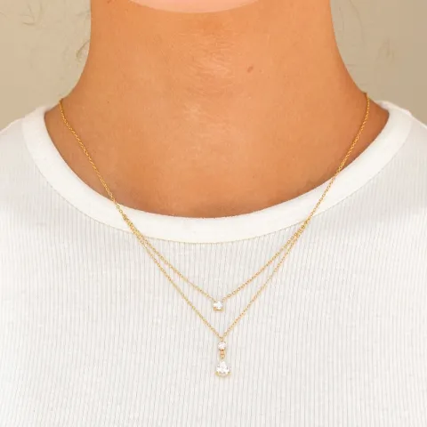 Wasserfest Zirkon Halskette aus vergoldetem Stahl - OCEANA