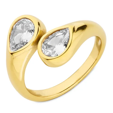 Wasserfest Zirkon Ring aus vergoldetem Edelstahl - OCEANA