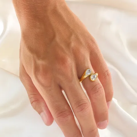 Wasserfest Zirkon Ring aus vergoldetem Edelstahl - OCEANA