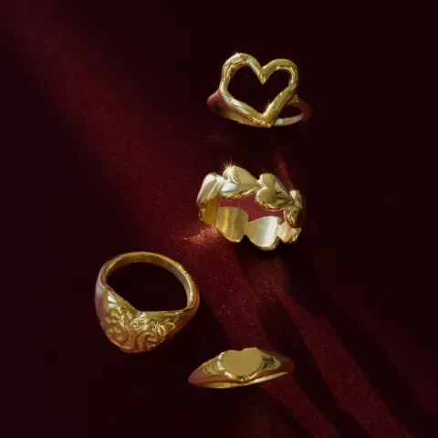 Wasserfest Herz Ring aus vergoldetem Edelstahl - OCEANA