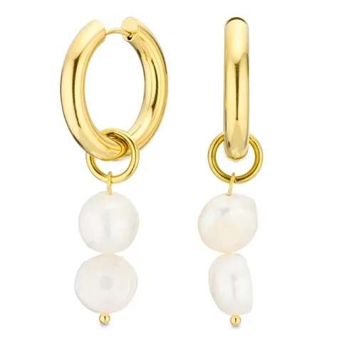 Wasserfester Perle Kreolenohrringe in vergoldetem Stahl - OCEANA
