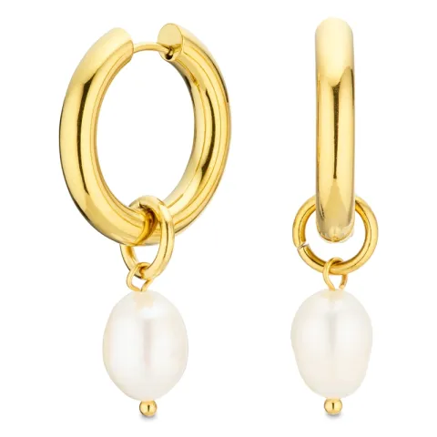 Wasserfester Perle Kreole in vergoldetem Stahl - OCEANA