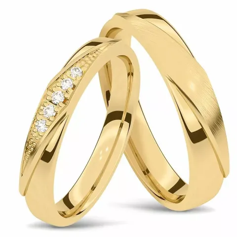 trauringe aus 14 Karat Gold 0,001 ct - set